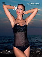 Black mesh inset one-piece swimwear - Amarea art A018