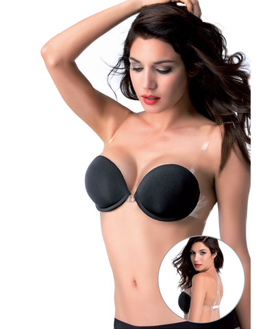 Add 2 Cup size super push up clear back bra and clear center: Secret