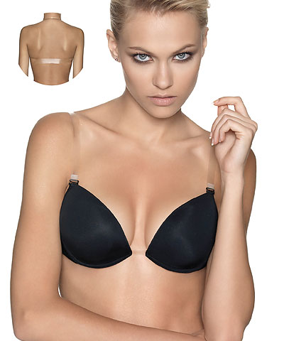 Add a size Gel padded bra cups - clear center clear back : Miracle Invisible  Visione Lormar PA2807