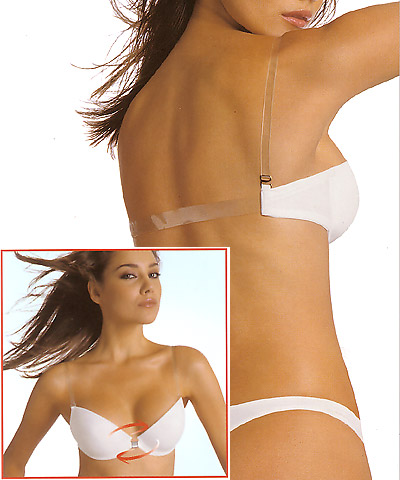 Push up Backless Bras with clear strap and clear adjustable back