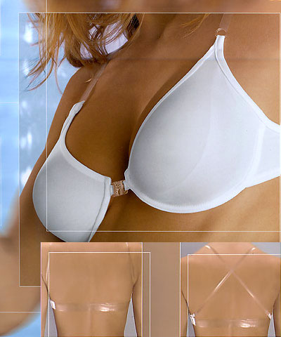 Clear strap bras - clear back unlined soft cup bras: Futura Stella