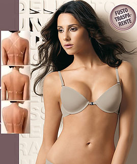 Backless strapless dress bra with clear back SIeLEI 1570N Made in