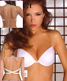 Strapless backless bras with clear back, gel cup bra: Papillon 2808